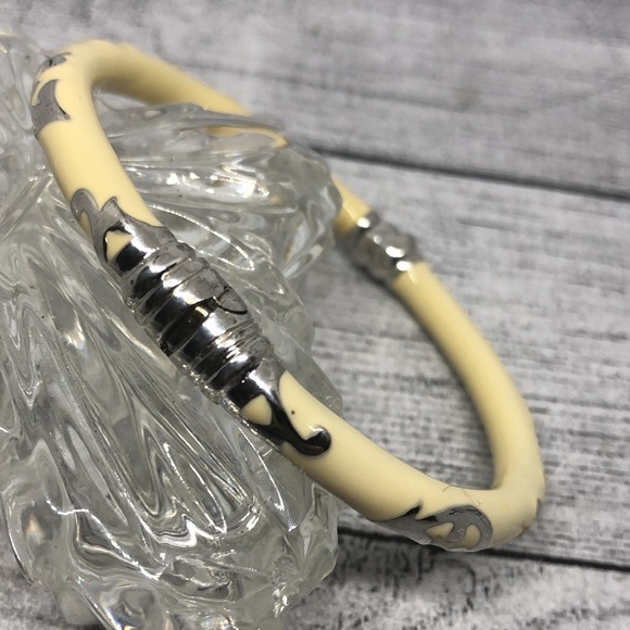 VINTAGE enamel and sterling silver 925 Italy clamper bracelet statement - Picture 3 of 6